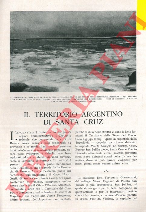 G. D. P. - - Il territorio argentino di Santa Cruz.