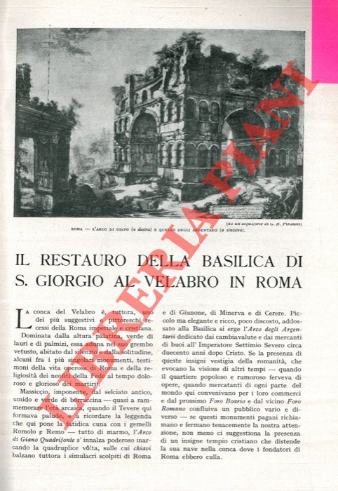 ORAZI Vittorio - - Il restauro della Basilica di S. Giorgio al Velabro in Roma.