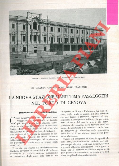 TARTAGLIOZZI Romano - - La nuova stazione marittima passeggeri nel porto di Genova.