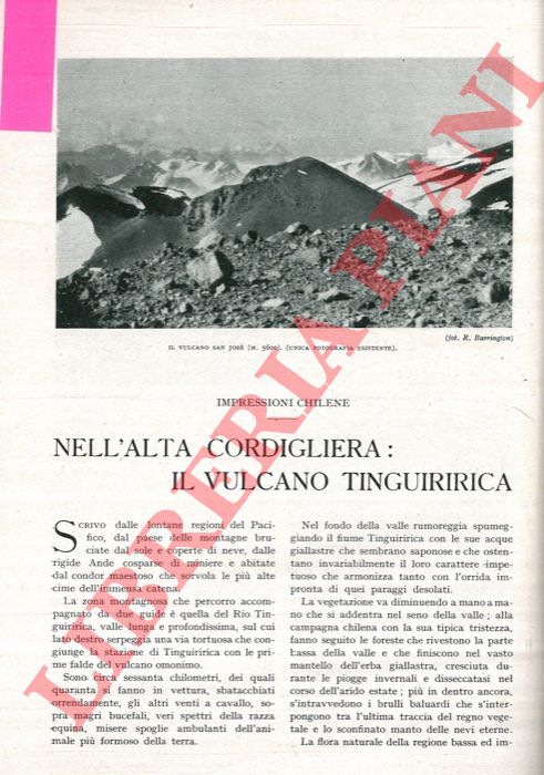 BAILONI Giulio - - Nell'alta Cordigliera: il vulcano Tinguiririca.