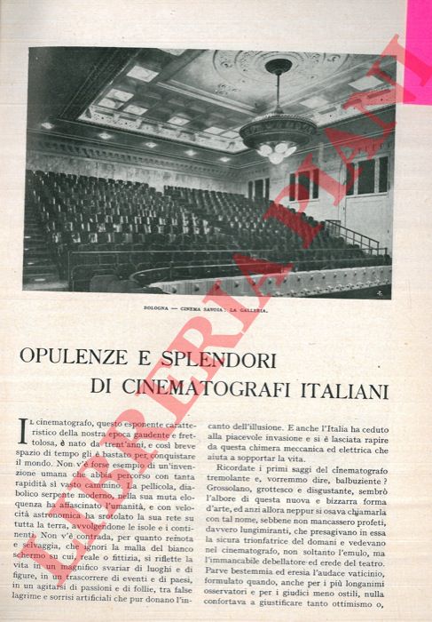 COLOMBO A. - - Opulenze e splendori di cinematografi italiani.
