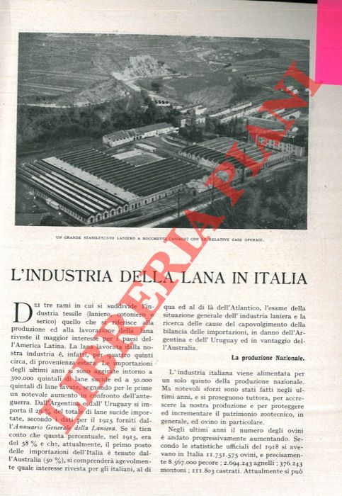 INCISA Secondo - - L'industria della lana in Italia.