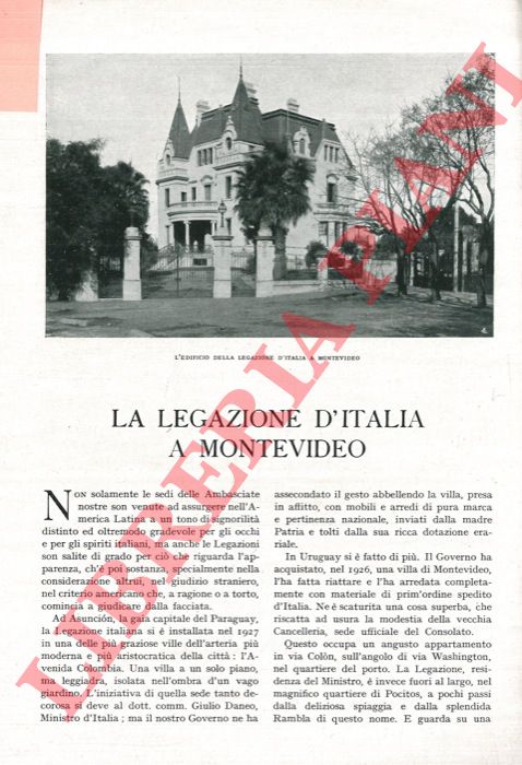 - - La Legazione d'Italia a Montevideo.