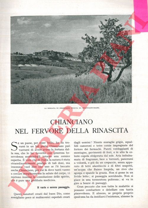 TEGANI Ulderico - - Chianciano nel fervore della rinascita.