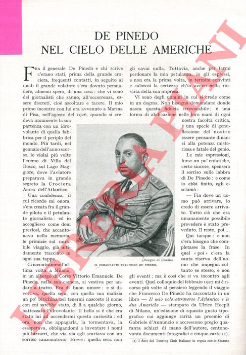 TOMASELLI Cesco - - De Pinedo nel cielo delle Americhe.