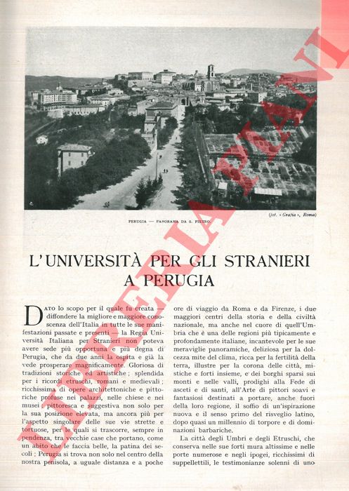 SILVESTRI G. - - L'Universit per gli stranieri a Perugia.