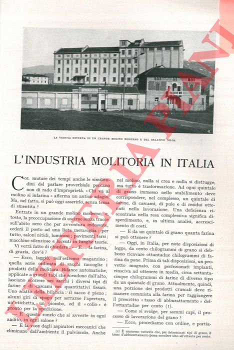 CAPRARA Ugo - - L'industria molitoria in Italia.