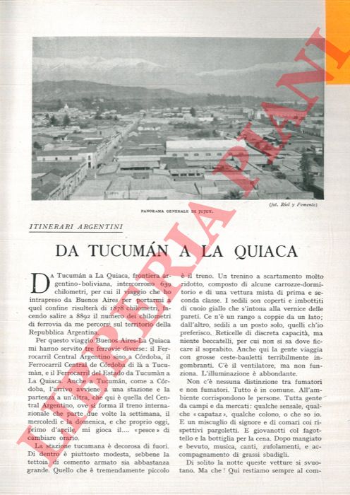 TEGANI Ulderico - - Itinerari argentini. Da Tucuman a la Quiaca.