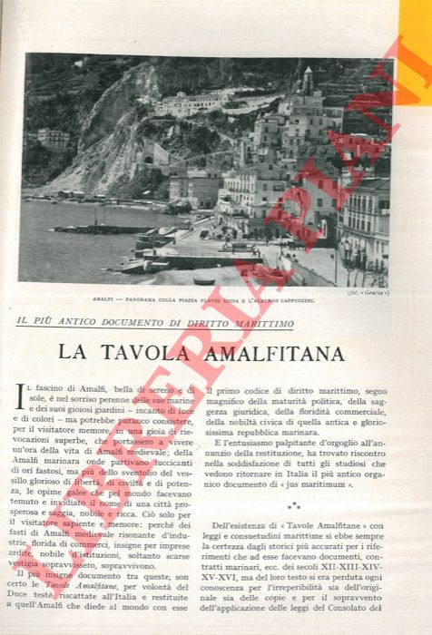 FRANCIOSI Alfonso - - Il pi antico documento di diritto marittimo. La Tavola Amalfitana.