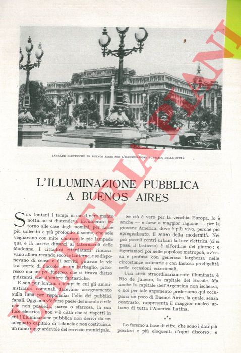 - - L'illuminazione pubblica a Buenos Aires.