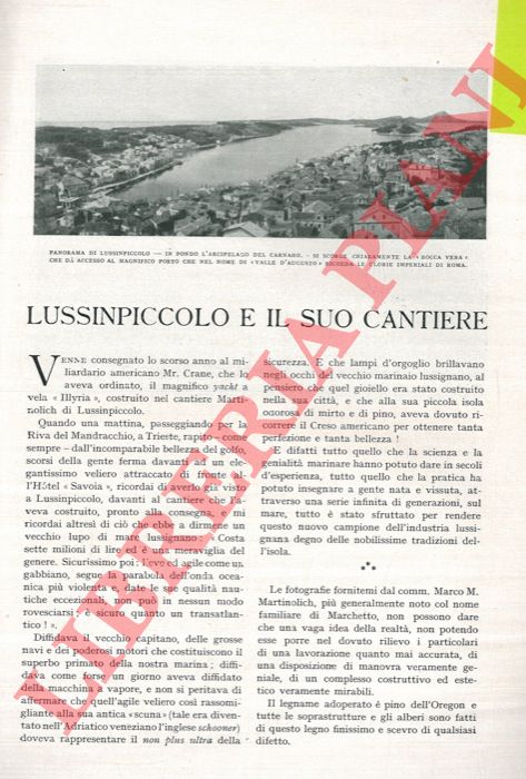 SUTTORA Antonio - - Lussinpiccolo e il suo cantiere.
