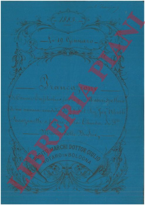 Serrazanetti - Chiesa Santa Maria delle Budrie - - Francazione di Canone per il corrispettivo di annua rendita su un fondo detto Portone posto nel Comune di S.Giovanni in Persiceto.