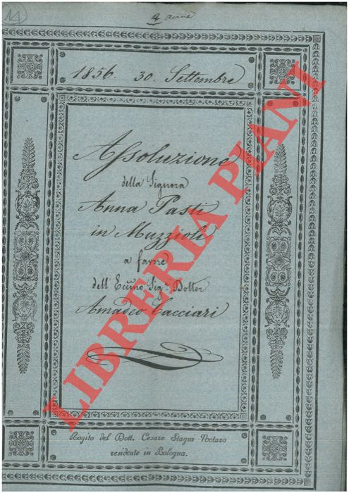 Pasti - Muzzoli - Cacciari - - Assoluzione in denaro.