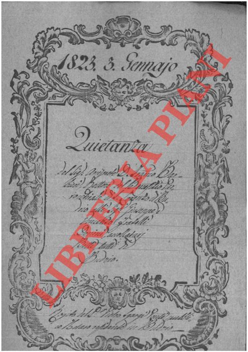 Benefizio Parrocchiale di San Lorenzo di Budrio - Donini - Betti - - Quietanza su una casa in via S.Agata n.153 a Budrio.