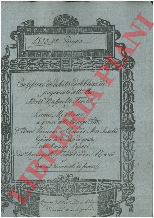 Tinti - Parsiani - Marcheselli - Romagnoli - Morri - - Confessione di debito e obbligo di pagamento.