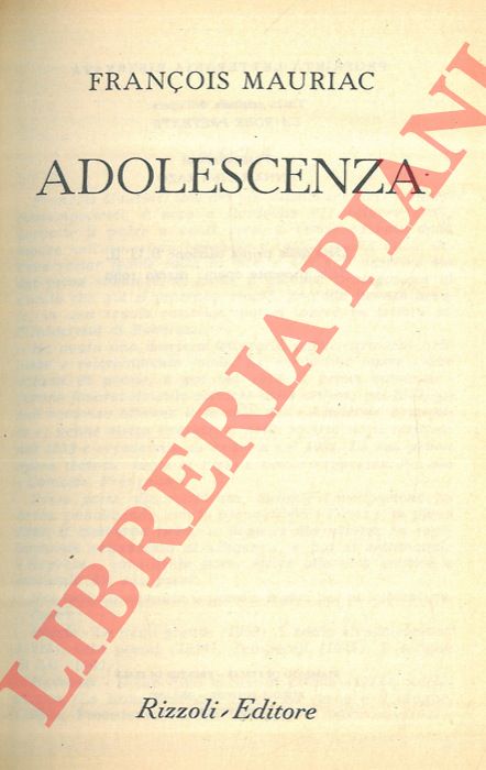 MAURIAC Franois - - Adolescenza.