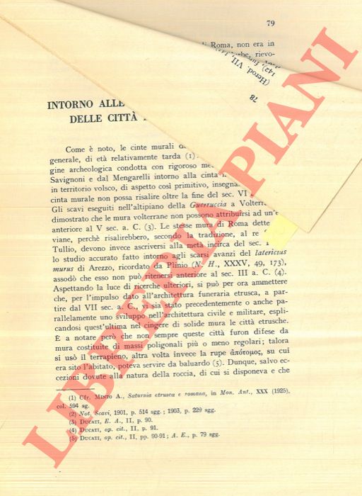 SOGLIANO Antonio - - Intorno alle antichissime cinte murali delle citt etrusche e italiche.