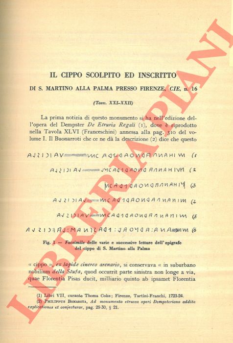 BUONAMICI G. - - Il cippo scolpito ed inscritto di S. Martino alla Palma.