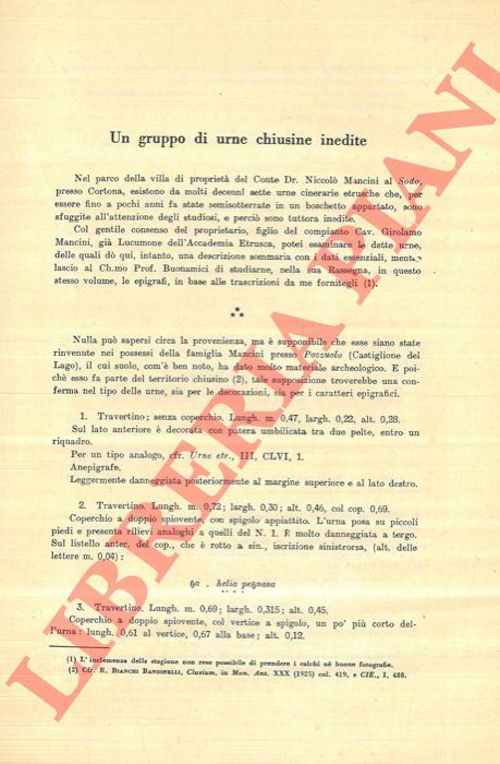 NEPPI MODONA A. - - Un gruppo di urne chiusine inedite.