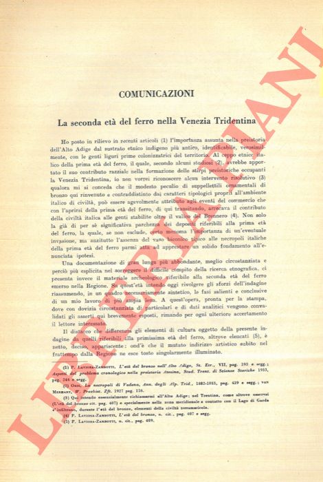 LAVIOSA ZAMBOTTI P. - - La seconda et del ferro nella Venezia Tridentina.