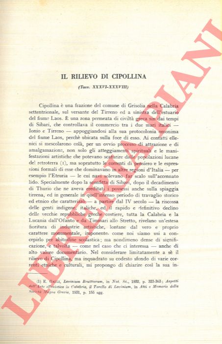 GALLI E. - - Il rilievo di Cipollina.