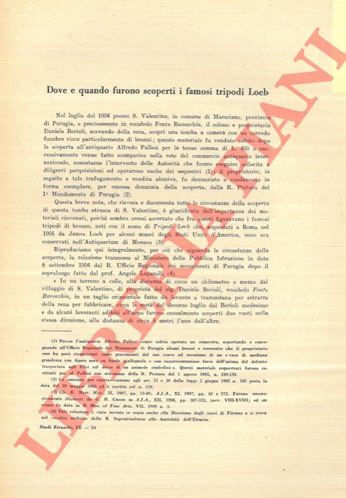 MINTO A. - - Dove e quando furono scoperti i famosi tripodi Loeb.