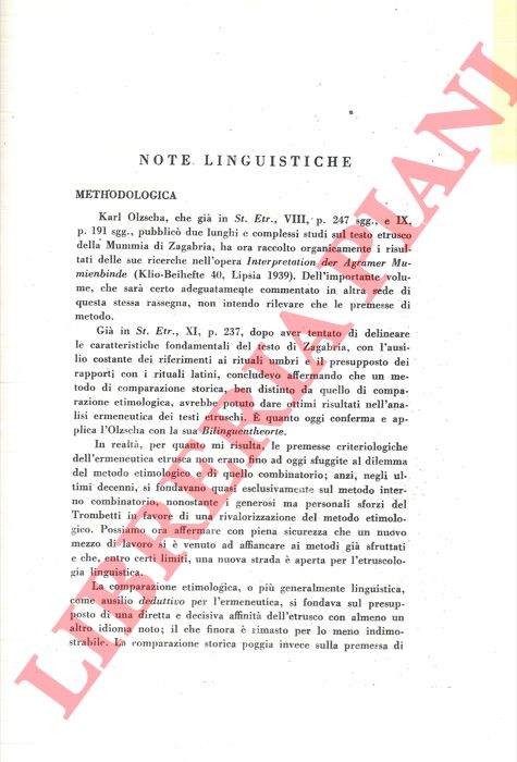 PALLOTTINO Massimo - - Note linguistiche.