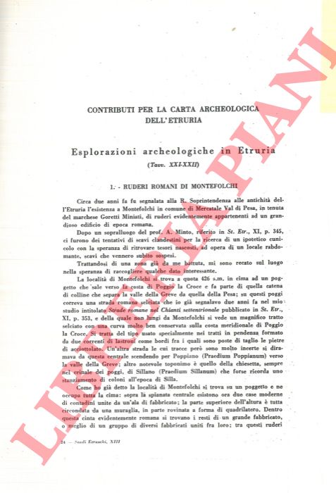 RITTATORE F. - - Esplorazioni archeologiche in Etruria.