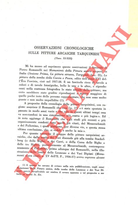 DUCATI P. - - Osservazioni cronologiche sulle pitture arcaiche tarquiniesi.