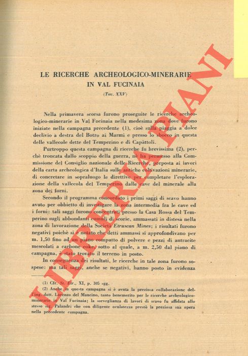 MINTO A. - - Le ricerche archeologico-minerarie in Valfucinaia.