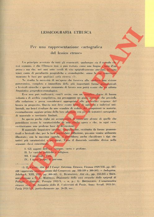 PERUZZI E. - - Per una rappresentazione cartografica del lessico etrusco.