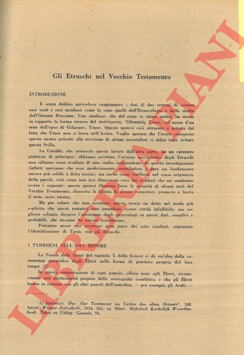 QUISPEL G. - - Gli etruschi nel Vecchio Testamento.