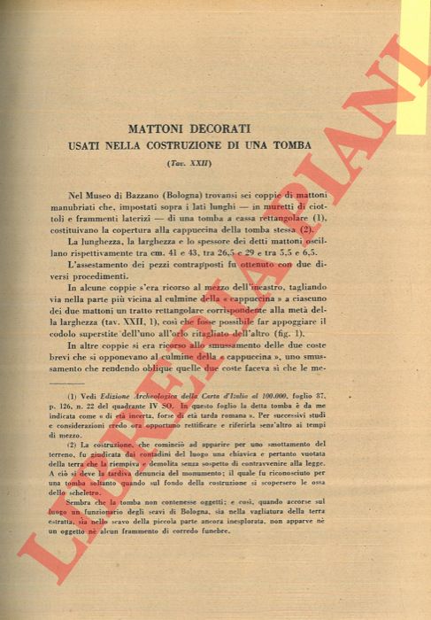 NEGRIOLI A. - - Mattoni decorati usati nella costruzione di una tomba.