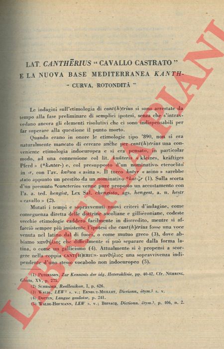 COCCO V. - - Lat. Cantherius 'cavallo castrato' e la nuova base mediterranea kant. 'curva, rotondit' .