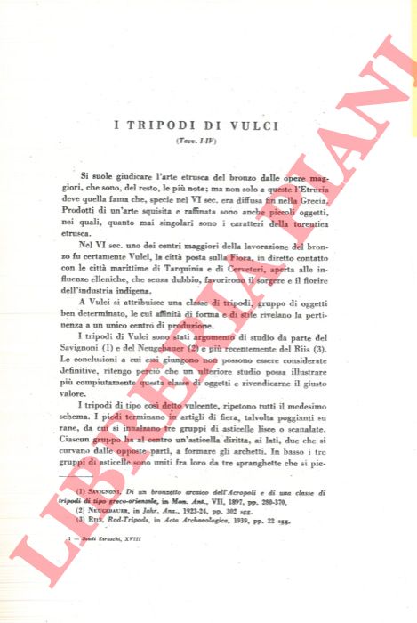 FISCHETTI G. - - I tripodi di Vulci.