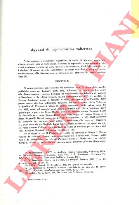 FIUMI E. - - Appunti di toponomastica volterrana.