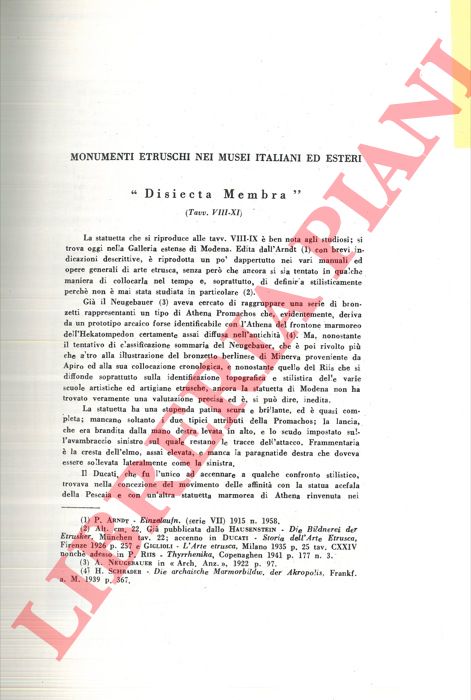 ARIAS P. E. - - 'Disiecta membra' .