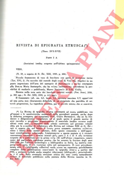 PALLOTTINO M. - - Rivista di epigrafia etrusca.