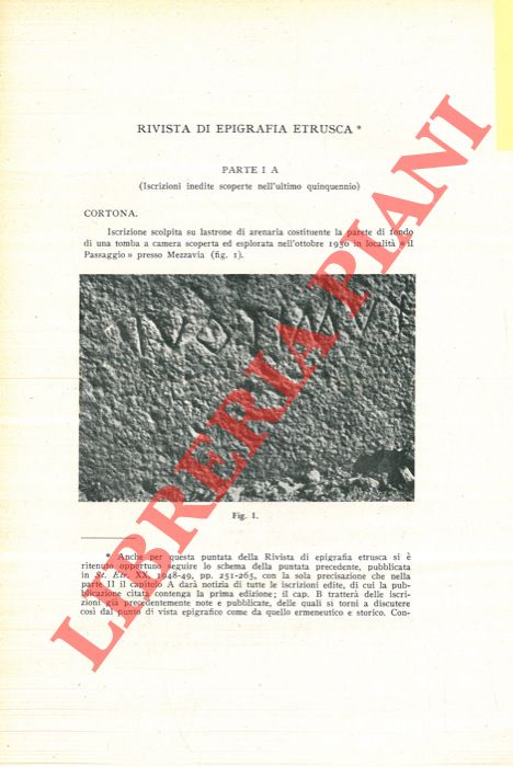 PALLOTTINO M. - MAETZKE G. - NEPPI MODONA A. - - Rivista di epigrafia etrusca.