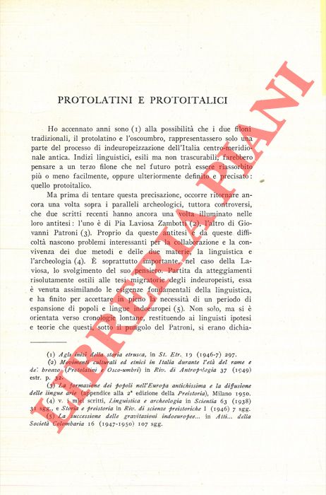 DEVOTO G. - - Protolatini e Protoitalici.