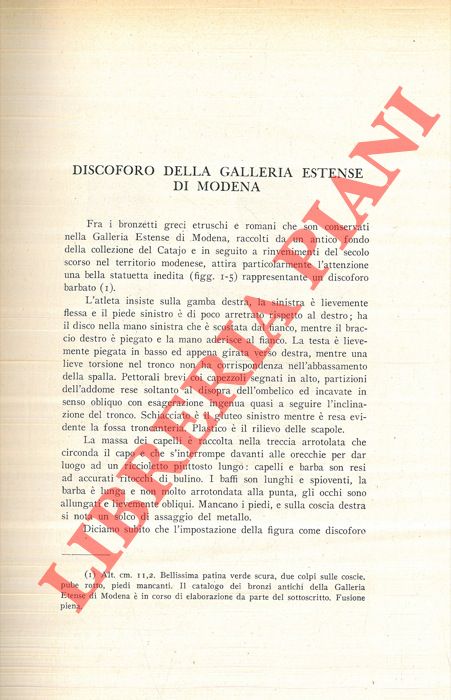 ARIAS Paolo Enrico - - Discoforo della Galleria Estense di Modena.