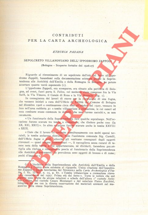 CONTU Ercole - - Etruria Padana. Sepolcreto villanoviano dell'ippodromo Zappoli.