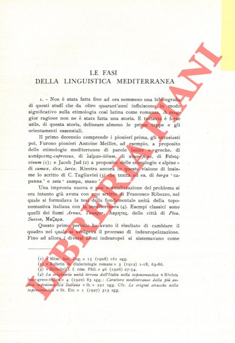 DEVOTO Giacomo - - Le fasi della linguistica mediterranea.
