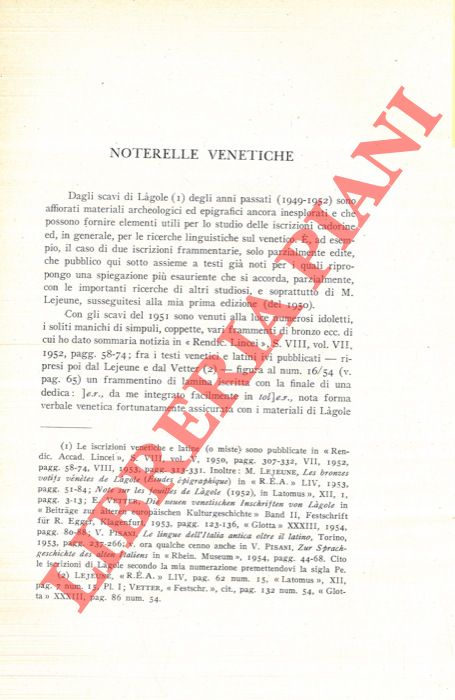 PELLEGRINI G. B. - - Noterelle venetiche.