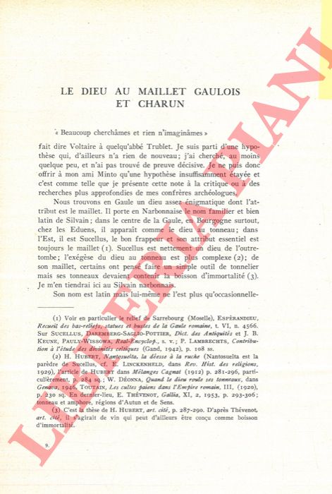 GRENIER A. - - Le Dieu au maillet gaulois et Charun.