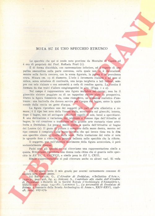 PARETI L. - - A proposito di una recente ipotesi sulle origini del popolo etrusco.