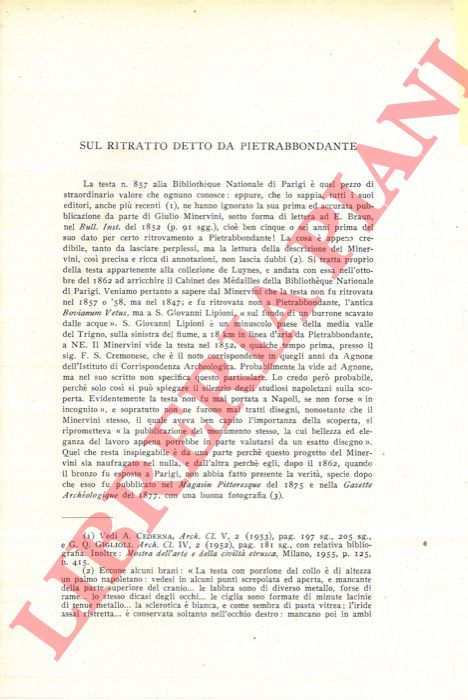 BONACASA Nicola - - Bronzetti da Satricum.