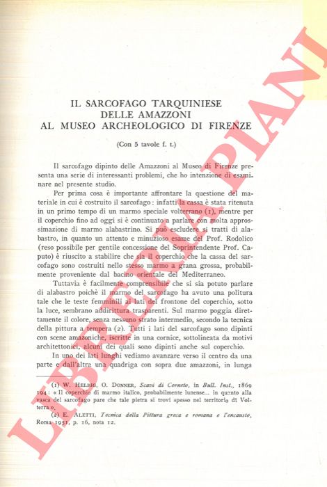 BOCCI Piera - - Il sarcofago tarquiniese delle Amazzoni al Museo Archeologico di Firenze.
