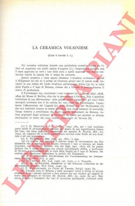 DE CHIARA Imelda - - La ceramica volsiniese.