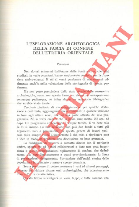 CAPUTO Giacomo - - L'esplorazione archeologica della fascia di confine dell'Etruria Orientale.